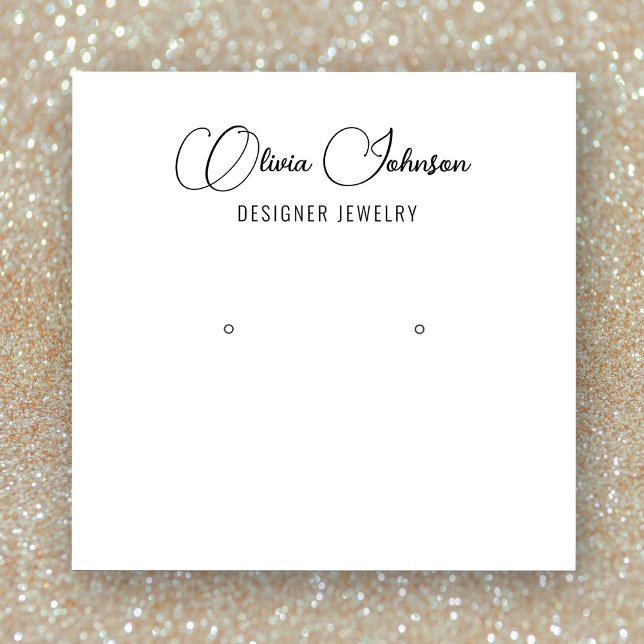 Elegant Chic Jewellery Earring Display  Square Business Card (Personalize Your Name in Stylish Elegant Calligraphy Script.)