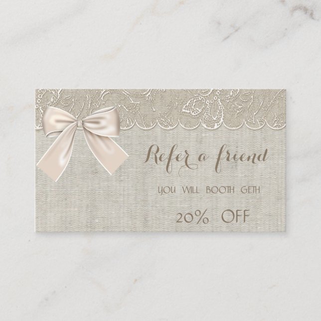 Elegant Chic ,Lace,Bow  Referral Card (Front)