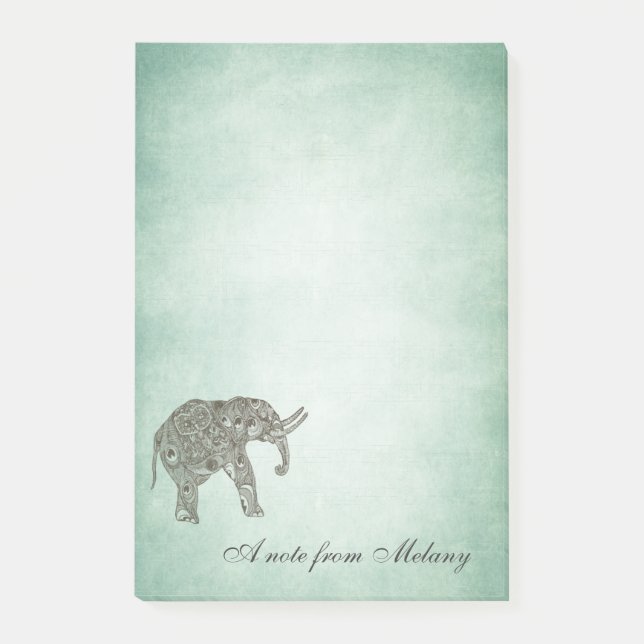 Elegant chic lady elephant vintage post-it notes (Front)