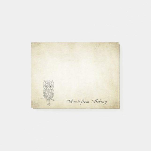 Elegant chic lady owl vintage post-it notes (Front)