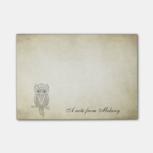 Elegant chic lady owl vintage post-it notes