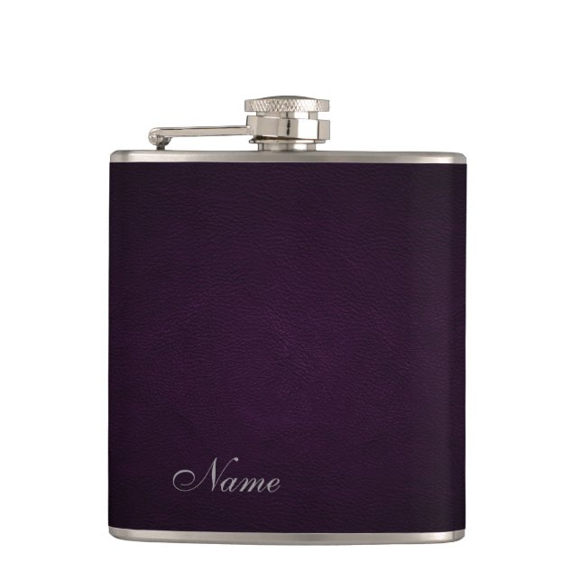 Elegant chic leather look  personalised hip flask (Front)