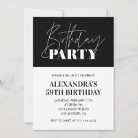 Elegant Chic Lettering Black White 59th birthday