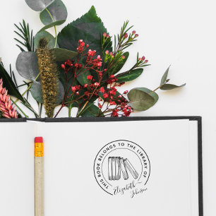 Elegant Chic Library Stylish Custom Name Books Self-inking Stamp