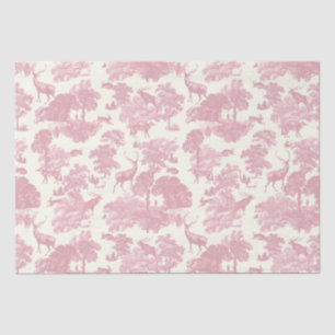 Elegant Chic Light Pink Toile Deer Woodland Tissue Paper
