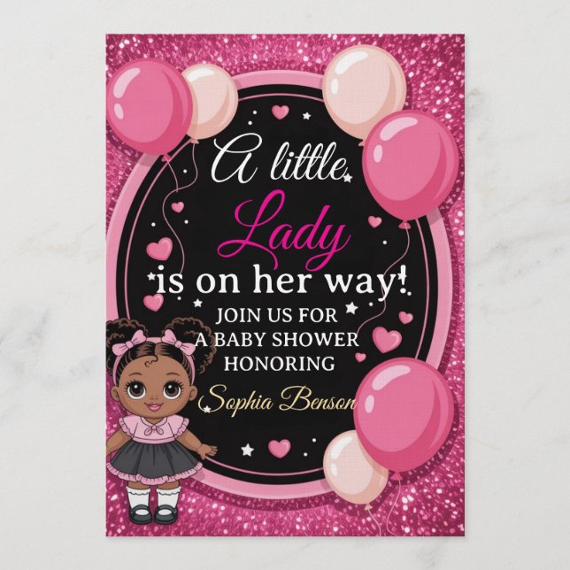 Elegant &Chic "Little Lady" Baby Shower Invitation (Front)