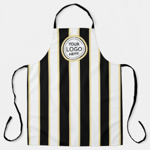 Elegant Chic Logo B&W Golden Stripes Apron