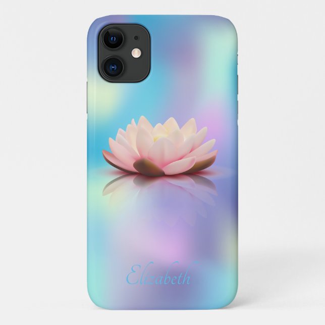 Elegant Chic Lotus Blue Holographic Case-Mate iPhone Case (Back)