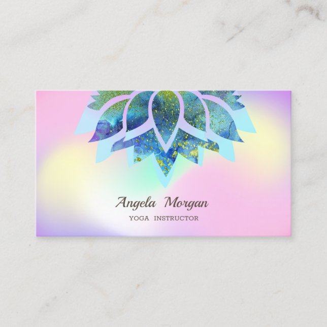  Elegant Chic Lotus Flower Holographic  Business Card (Front)