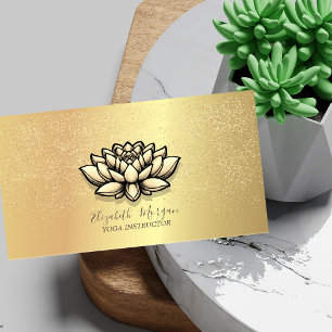 Elegant Chic Lotus Gold Confetti Business Card