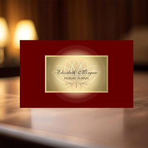 Elegant Chic Lotus Professional,Faux Gold,Red Business Card