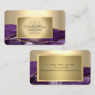 Elegant Chic Lotus Professional,Gold Violet Marble Business Card