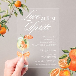 Elegant Chic Love At First Spritz Bridal Shower  Acrylic Invitations