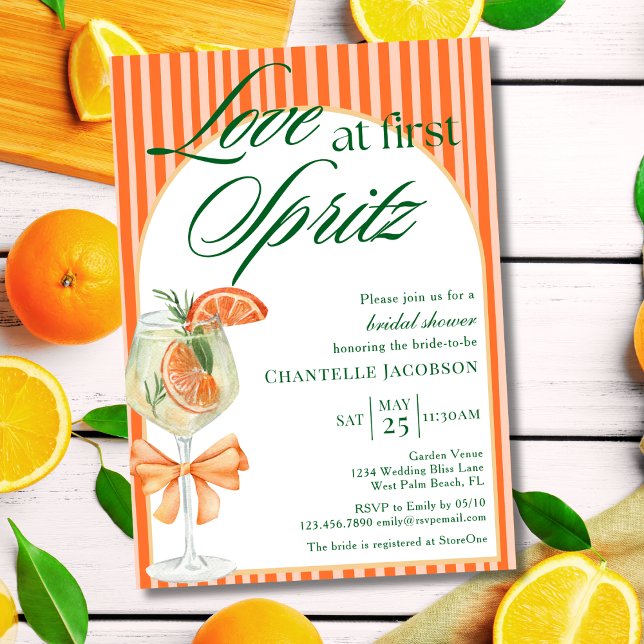 Elegant Chic Love At First Spritz Bridal Shower  Invitation (Creator Uploaded)