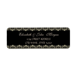 Elegant  Chic Luxury ,Black,Lace Return Address Label