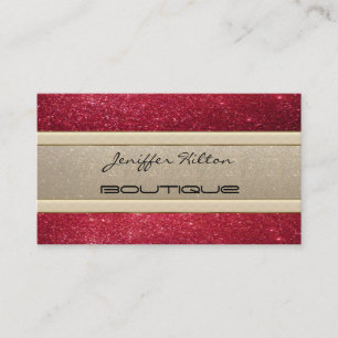 Elegant chic luxury contemporary gold/red glittery business card