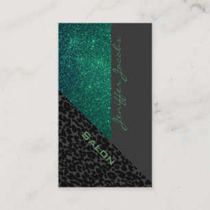 Elegant chic luxury contemporary leopard glittery business card