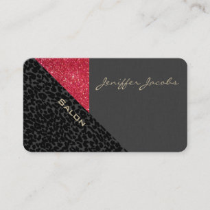 Elegant chic luxury contemporary leopard glittery business card