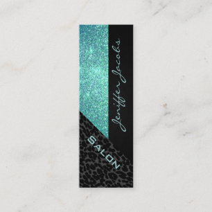 Elegant chic luxury contemporary leopard glittery mini business card