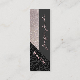 Elegant chic luxury contemporary leopard glittery mini business card
