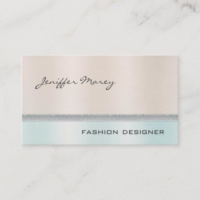 Elegant chic luxury contemporary shiny pastel business card (Front)