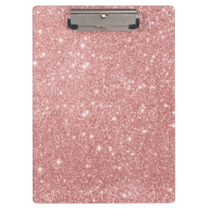 Elegant Chic Luxury Faux Glitter Rose Gold Clipboard