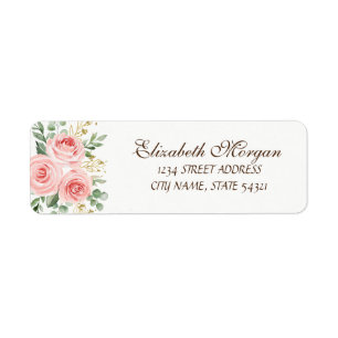 Elegant  Chic Luxury Pink Roses  Address Label Return Address Label