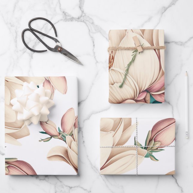 Elegant chic Magnolia flower  Wrapping Paper Sheet (Front)
