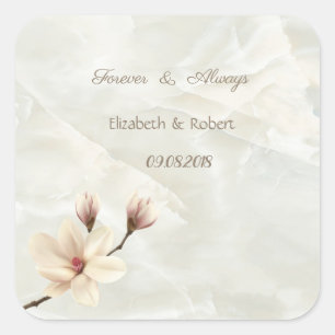 Elegant Chic Magnolia,Marble Wedding Square Sticker
