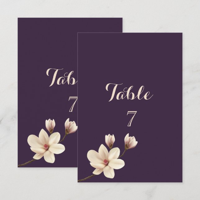 Elegant Chic Magnolia  Table Card (Front/Back)