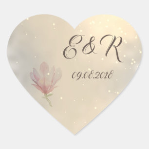 Elegant Chic Magnolia Wedding Heart Sticker