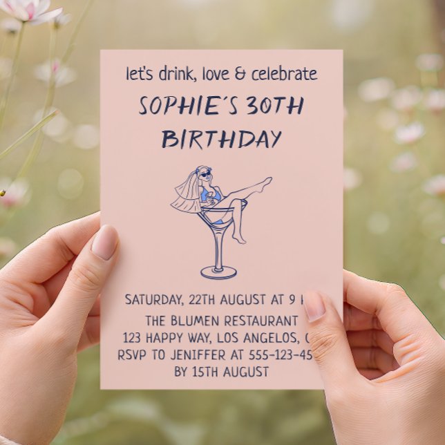 Elegant Chic Martini Glass 30th Birthday Invitation (Creator Uploaded)