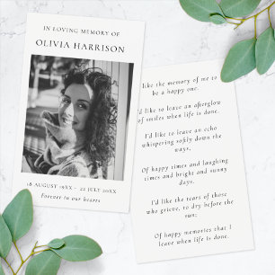 Elegant Chic Memorial Funeral Photo Poem Card