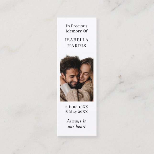 Elegant Chic Memorial Mini Favour Design Business Card (Front)