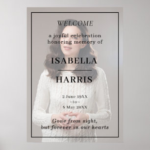 Elegant Chic Memorial Service Photo Design Poster