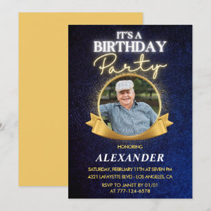 Elegant Chic Men 89th birthday invitations 