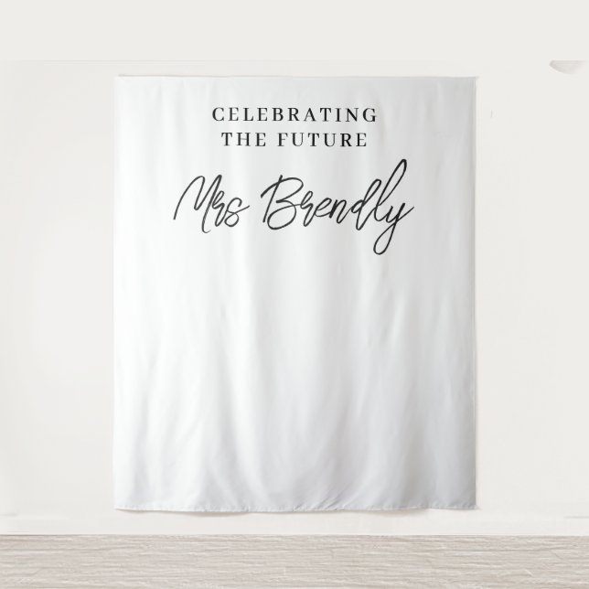 Elegant Chic Minimalist Bridal Shower Backdrop  Tapestry (Front)