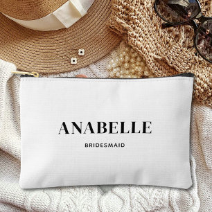 Elegant Chic Minimalist Bridesmaid Gift White Accessory Pouch
