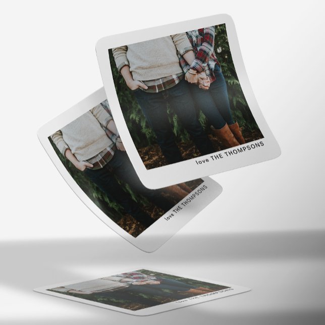 Elegant Chic Minimalistic Single Photo Christmas Square Sticker (Creator Uploaded)