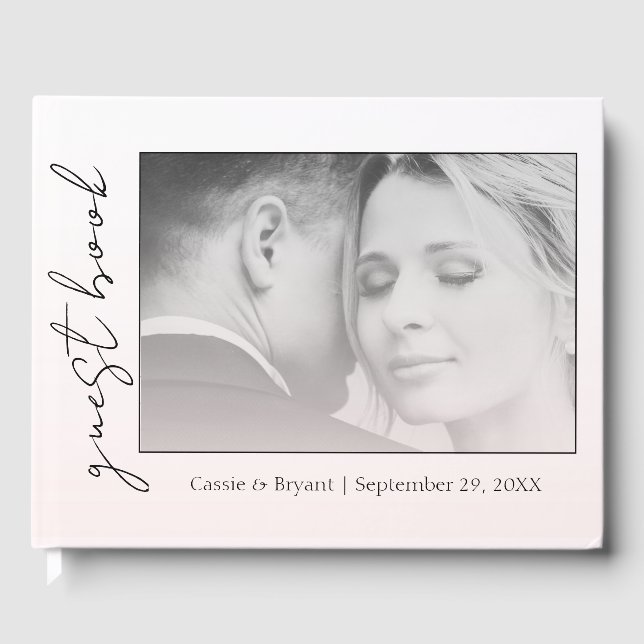 Elegant Chic Modern Blush Pink Wedding Guest Book (Front)