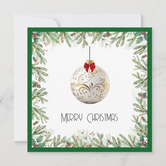 Elegant Chic Modern Colourful Merry Christmas Ball Holiday Card (Front)