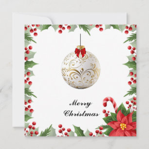 Elegant Chic Modern Colourful Merry Christmas Ball Holiday Card