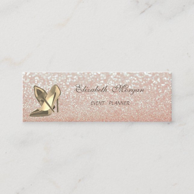 Elegant  Chic  Modern Glittery Bokeh-High Heels Mini Business Card (Front)