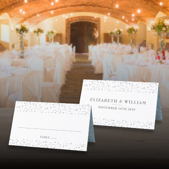 Elegant Chic Modern Love Hearts Confetti Place Card (Elegant Chic Modern Love Hearts Confetti Place Card)