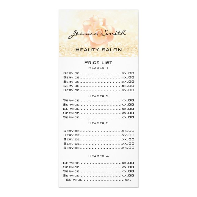 Elegant chic modern luxury rose glittery menu card (Front)