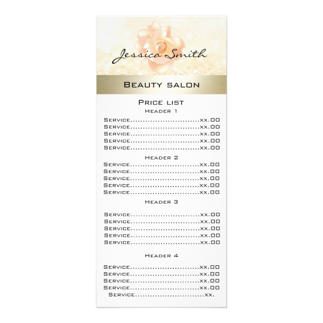 Elegant chic modern luxury rose glittery menu card (Front)