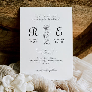 Elegant Chic Modern Monogram Wedding Invitation