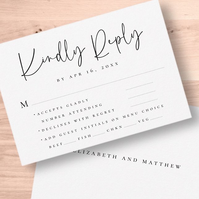 Elegant Chic Modern Simple Typography Wedding RSVP Card (Creator Uploaded)