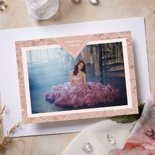 Elegant Chic Modern Texture Spanish Mis XV Años Invitation