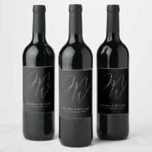 Elegant Chic Monogram Modern Black Wedding